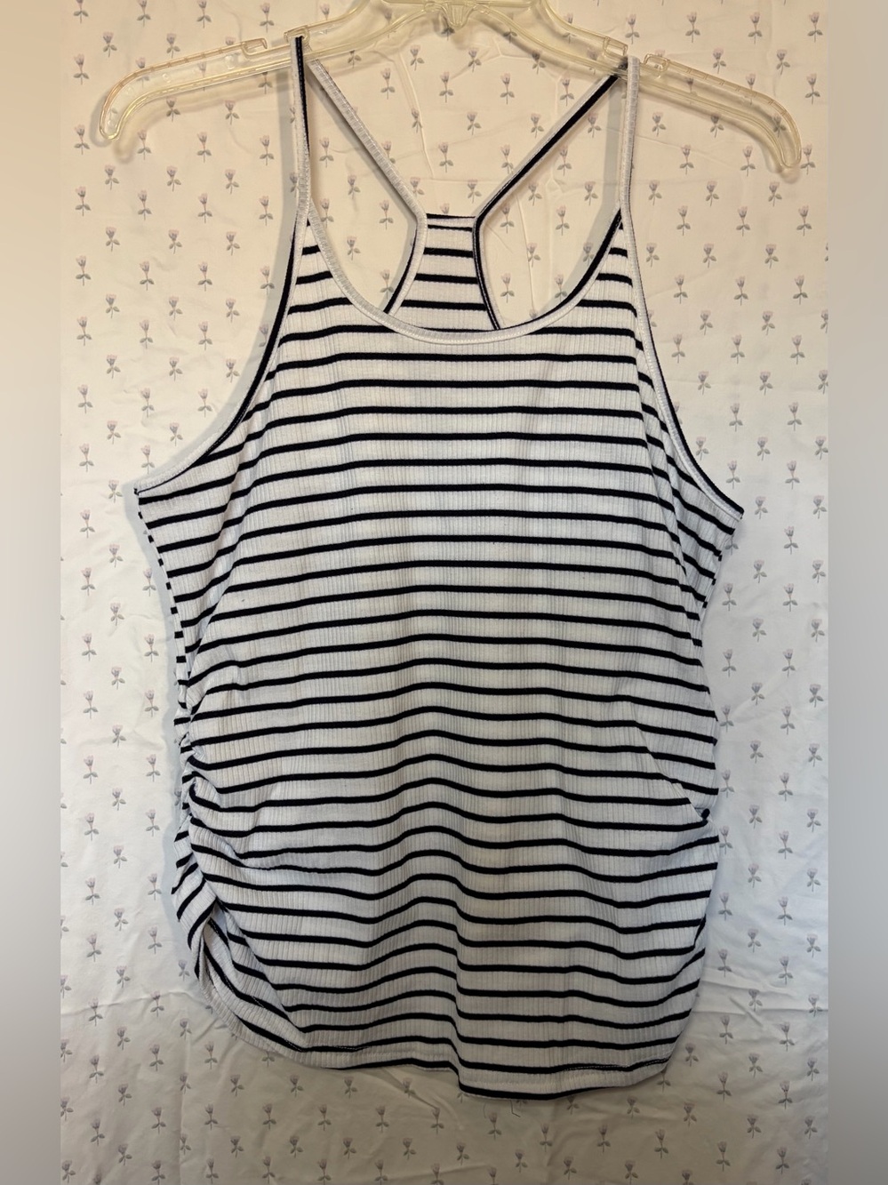 SHEIN Black and White Striped Racerback Tank